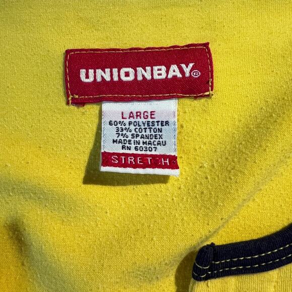 Vintage Union Bay Top Y2K Yellow Sporty Retro Tee Blokette Skater Athleisure - Picture 4 of 4